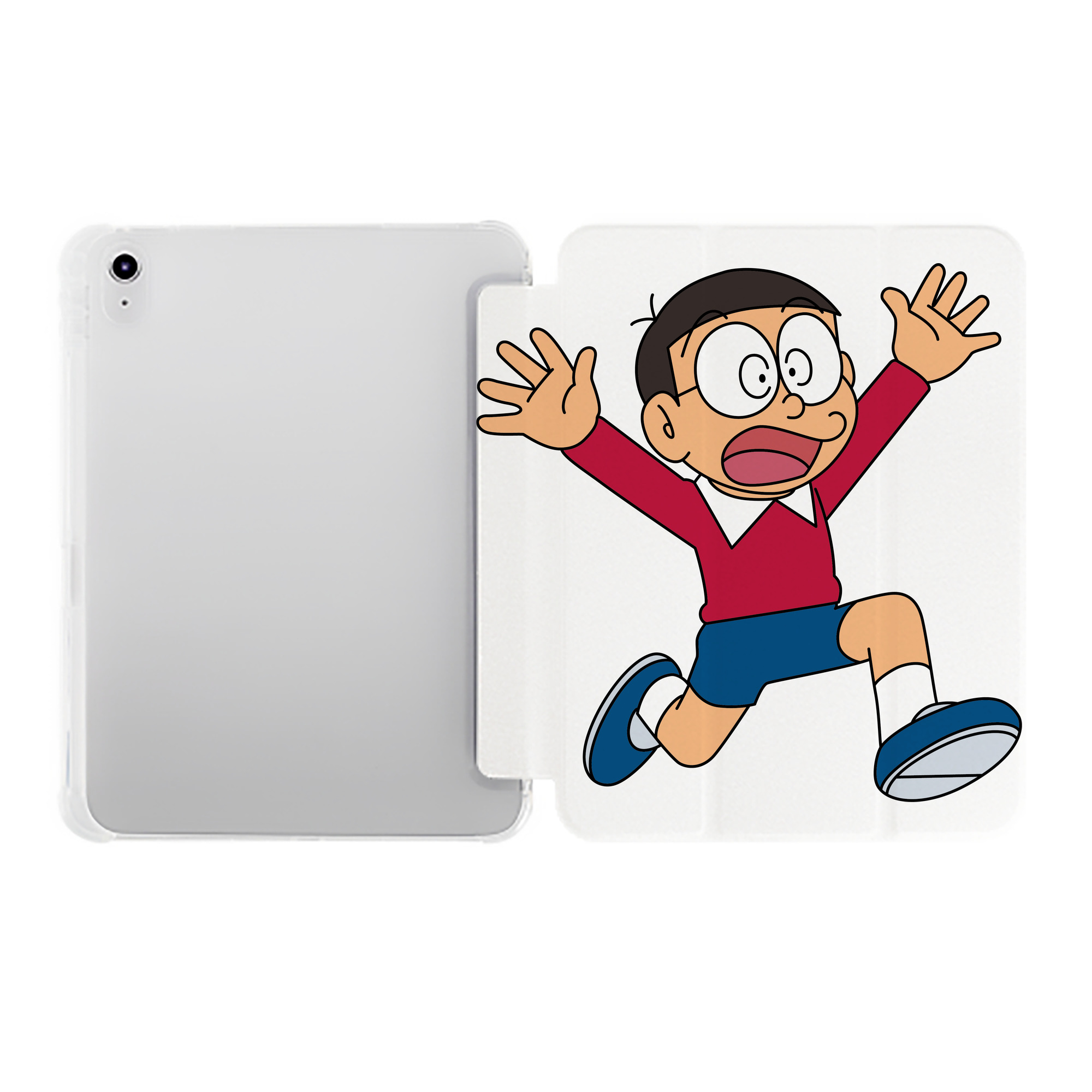 （画像用） ドラえもん 野比 のび太 Doraemon Nobita Nobi IPad ケース ペン収納付き 三つ折りスタンド PUレザー×シリコン 対応機種9.5/10.5/10.9インチ